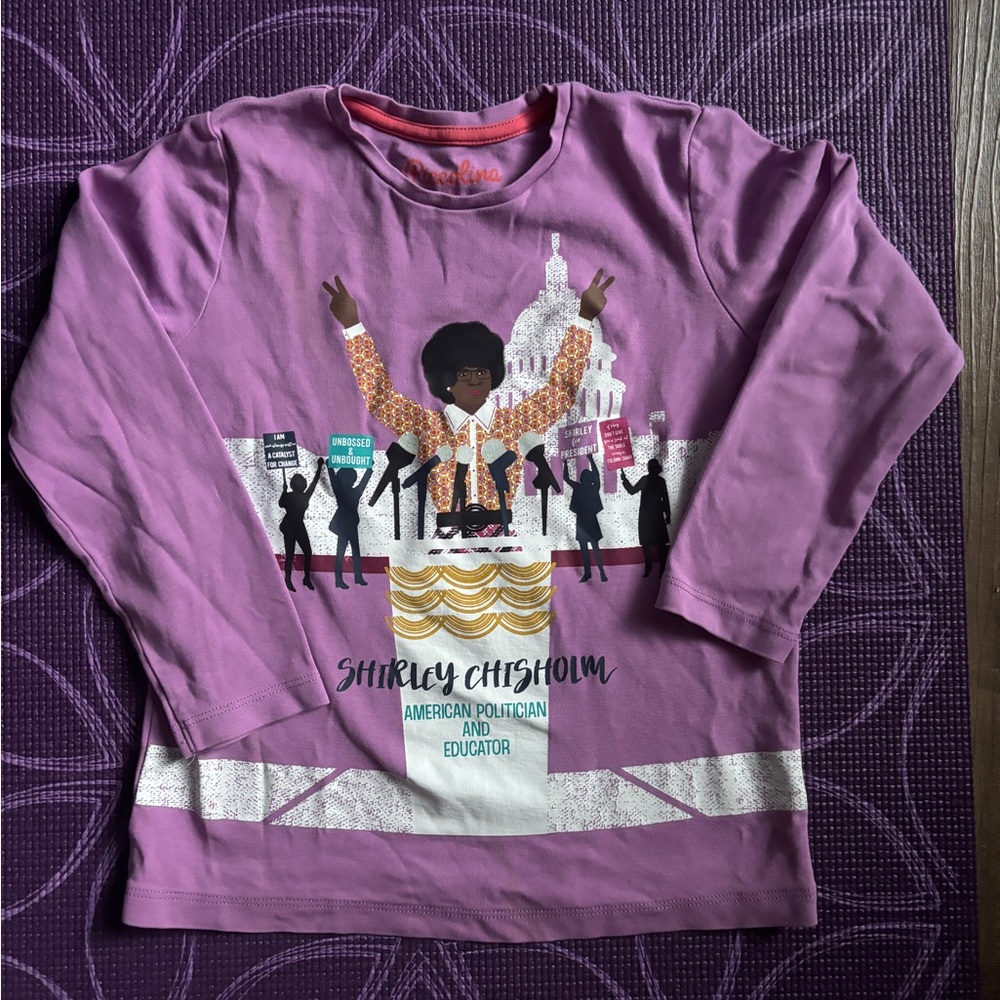 Kids Piccolina Trailblazers Shirley Chisholm 100% Cotton tee size 7